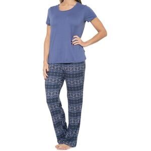 Eddie Bauer Bliss Knit Pajama Set XL NWT Short Sleeve Soft Stretch Print